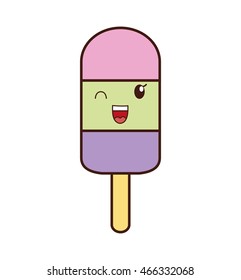 ice cream kawaii dessert cartoon happy icon. Isolated and flat illustration. Vector graphic