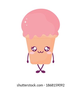 ice cream kawaii food style vector illustration design