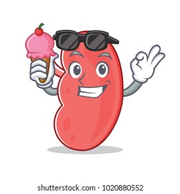 With ice cream kidney character cartoon style