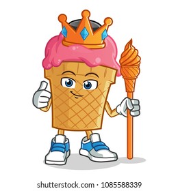 ice cream king mascot vector cartoon illustration