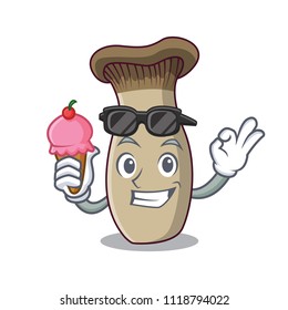 With ice cream king trumpet mushroom character cartoon