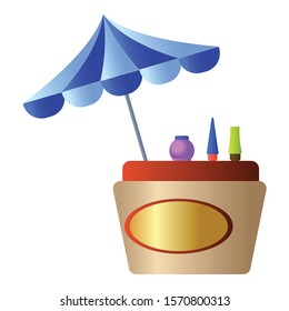 Ice cream kiosk icon. Cartoon of ice cream kiosk vector icon for web design isolated on white background