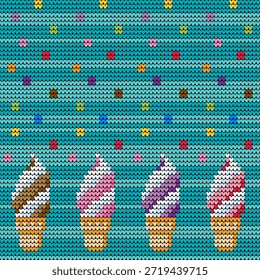 Patrón sin costuras de punto de helado en estilo de suéter colorido