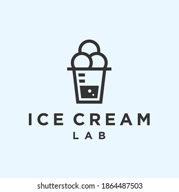 ice cream lab logo design vector silhouette illustration