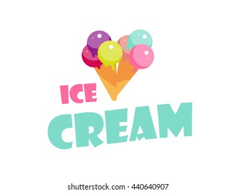 Ice cream label for bakery menu, cafe, restaurant. Emblem template
