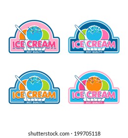Ice Cream label in four color styles.