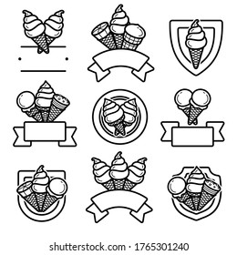Ice cream label and icons set. Collection icon ice cream. Vector