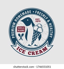 Ice Cream Label, Poster or Logo design template. Vector illustration