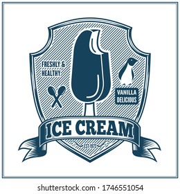 Ice Cream Label, Poster or Logo design template. Vector illustration
