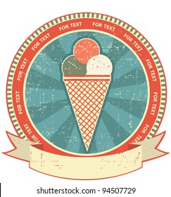 Ice cream label set on old paper texture.Vintage background