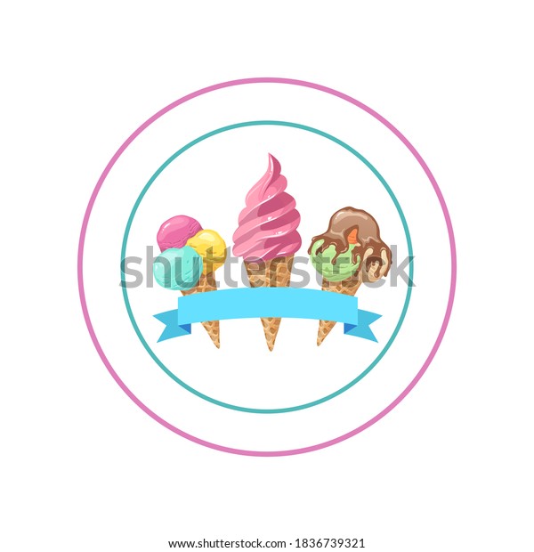 Ice Cream Label Template Hand Drawn Stock Vector (Royalty Free