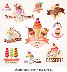 ice cream labels and badges collections eps10 vector illustration