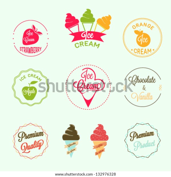 Ice Cream Labels Set Stock Vector (Royalty Free) 132976328