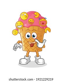ice cream laugh and mock character. cartoon mascot vector