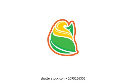 ice cream leaf logo vector
