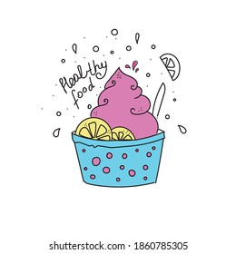 Ice cream with lemon and candy