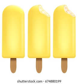 Ice cream lemon set on white background for Your business project. Realistic Snacks for ice cream from milk. Ice lolly. Vector Illustration