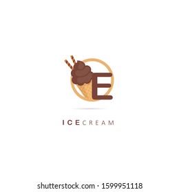 Ice Cream Letter E logo with Circle Element. Design vector illustration Symbol of ice cream