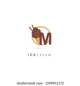 Ice Cream Letter M logo with Circle Element. Design vector illustration Symbol of ice cream
