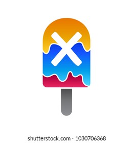 Ice Cream With Letter X Logo Template