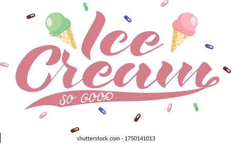 Ice Cream Lettering Ice Cream Cones Stock Vector (Royalty Free ...