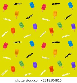 Ice cream LGBTQ colors seamless pattern. Pride concept