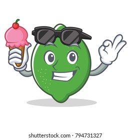 With ice cream lime character cartoon style
