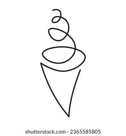 Ice Cream Line Art, creative minimal outline hand drawing vector illustration. Great for mobile app, web design, banner etc.