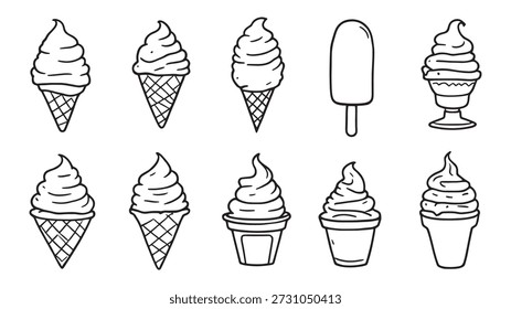 Línea de helado de arte creativo diseño minimalista para los amantes de los postres