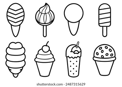 Ice Cream Line Art Detailed Sweet Treat Icon