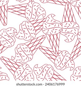 Ice cream line art seamless pattern. Suitable for backgrounds, wallpapers, fabrics, textiles, wrapping papers, printed materials, and many more.