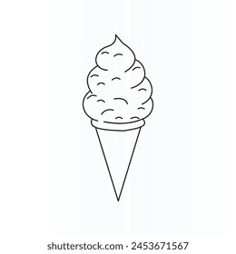 Ice Cream Line Art soft cone vector Design
