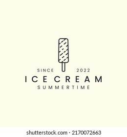 ice cream with line art style logo icon template design. chocolate, peanut , vector illustration