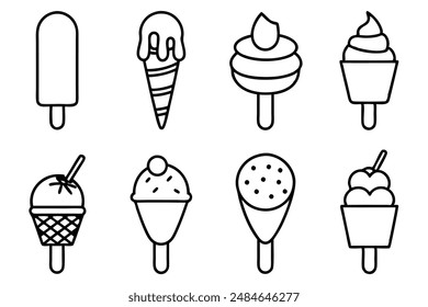 Ice Cream Line Art Stylish Sundae Design