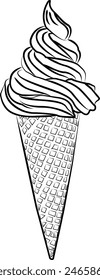 ice cream line art, ice cream vector suitable for children's books