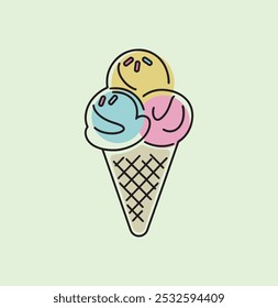 Ice Cream line art vector Illustration