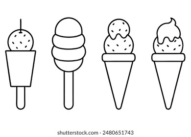 Ice Cream Line ArtA Set of Illustrations