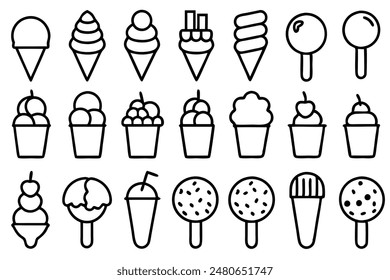 Ice Cream Line ArtA Set of Illustrations