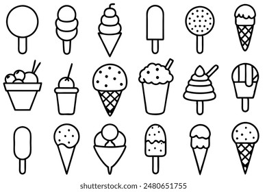 Ice Cream Line ArtA Set of Illustrations