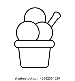 Ice Cream Line Editable Stroke Icon. Fast-food And Drinks Themes Vector Illustration