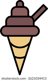 Ice Cream Line Filled Vector Icon Design