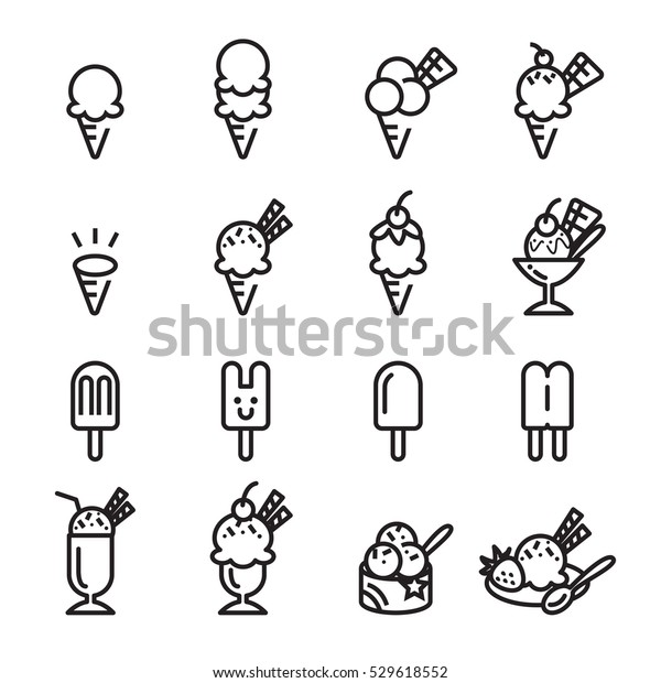 Ice Cream Line Icon のベクター画像素材 ロイヤリティフリー