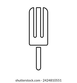 Ice cream line icon, black outline on white. Fruit ice lolly or striped popsicle with stick, segmented minimalist shape. Vector clipart sign or logo for web design, illustration of summer street food.