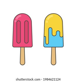Ice cream Line Icon with colors Isolated On White Background