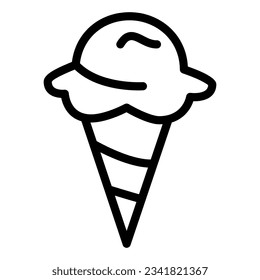 Ice cream line icon, confectionary concept, Ice-cream in waffle cone sign on white background, Sundae icon in outline style mobile concept web design. Vector graphics.