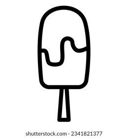 Icono de la línea de helado, concepto de confección, esquimal con signo de acristalamiento de chocolate oscuro sobre fondo blanco, Ice lolly icono en diseño web de concepto móvil de estilo de contorno. Gráficos vectoriales.