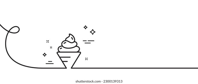 Eiscreme-Symbol. Kontinuierlich eine Linie mit curl. Dessert Food Schild. Eisensymbol gefroren. Eiscreme, einspuriges Rahmenband. Loop-Kurve Muster. Vektorgrafik