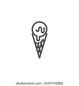 Icono de línea de helado. signo de estilo lineal para concepto móvil y Diseño web. Icono de cono de helado icono de Vector. Golosinas congeladas, símbolo de postres, ilustración de logotipo. Gráficos de Vector