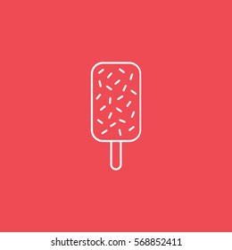 Ice Cream Line Icon On Red Background