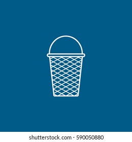 Ice Cream Line Icon On Blue Background